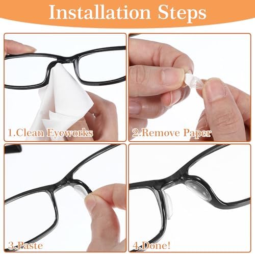 24 Pairs Eye Glass Nose Pads Anti Slip Glasses Nose Silicone Eyeglass Pads Comfort Soft Cushion Stick On Adhesive Nose Pads Replacement for Glasses Sunglasses and Eye Wear (Clear)