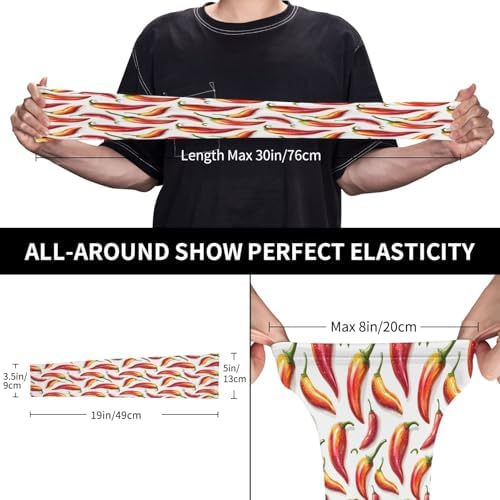 Cooling Arm Sleeves for Men Women Uv Protection - Fashion Red Chili Pepper Print Breathable Gardening Compression Tattoo Sleeves to Cover Arms for Women Men with Thumb Hole
