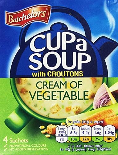 Batchelors Cup A Soup with Croutons Cream Of Vegetable 4S 120G - PACK OF 1 - 10 SET