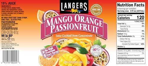 Langers Juice Variety Pack, Cranberry Passionfruit, Mango Passionfruit, Pineapple Passionfruit, 64 fl oz (Pack of 3)