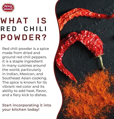 Spicy World Red Chili Powder Extra Hot 28oz (800g) JUMBO Value Pack - Just a Pinch Needed - Beautiful Color, Natural, Ground Red Chilies Powder, Authentic from India