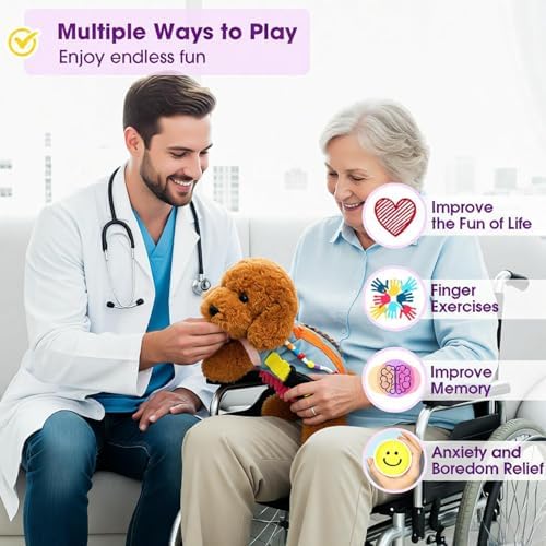 Fidget Dog Blanket for Dementia & Alzheimer’s|Dementia Activities for Seniors|Anxiety & Stress Relief|Sensory Activities for Elderly with Alzheimer’s or Dementia