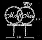 Mr & Mrs Cake Topper ,Bride and Groom Cake Topper, Wedding Anniversary Rings , Engagement Party Decorations (Silver)