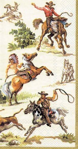 IHR Ideal Home Range Dinner Napkins Disposable 3-Ply Paper Hand Towels, 8.5" x 4.5", Wild West (Cream), 16-Count