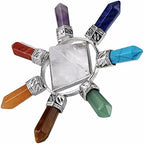 SUNYIK 7 Chakra Crystal Energy Generator,Healing Reiki Point Pyramid,Rock Quartz,Seven Direction