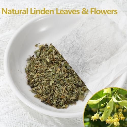 Premium 100 Linden Tea Bags, Made with 100% Natural Linden Tilo Leaves & Flowers, Support Respiratory & Boost Immune System, Caffeine Free.
