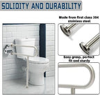 HECASA 24 Inch Handicap Grab Bars Rails 304 Stainless Steel Toilet Handrail Bathroom Safety Bar Wall Mount Floor Support Assist Bar for Disabled Elderly Mounted Bath Grips