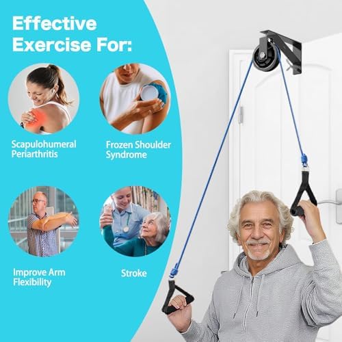 Shoulder Pulley for Physical Therapy & Rehab, Over The Door Pulley System with Metal Bracket, Over Door Exercise Pulley for Injury Rehab Recovery Stretching