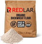 Redlar Fine Organic Buckwheat Flour | Gluten Free Flour | USDA Organic, Non-GMO, Kosher | Ideal for Pancakes, Waffles, Muffins, Quick Breads, & Crepes | 3 Lb (Pack of 1)