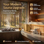 Luxury Aluminum Sauna Bucket and Ladle Set with Modern Nordic Design – Anodized Aluminum Sauna Ladle with Bamboo Handle – Rust & Heat Resistant 1.3 Gallon Bucket & 13.5 oz Ladle
