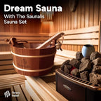 Sauna Bucket and Ladle Set – Canadian Red Cedar Wood – 1 Gallon (4L) Wooden Sauna Water Bucket with Liner & Rope Handle – Includes Aromatherapy Diffuser Cup – Traditional Finnish Sauna Accessories