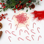Candy Cane Christmas Decorations, 50Pcs Mini Fake Peppermint Candy Cane Ornaments for Christmas Tree, Red and White Plastic Hanging Canes Ornament Vase Filler for Xmas Home Crafts Party Decor Supplies