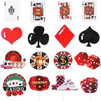 58pcs Casino Poker Party Decorations,Poker Theme Birthday Banner Garland, Foil Balloons, Honeycomb Pom Poms,Cake Cupcake Topper and Tablecloth for Las Vegas Night Casino Birthday Supplies