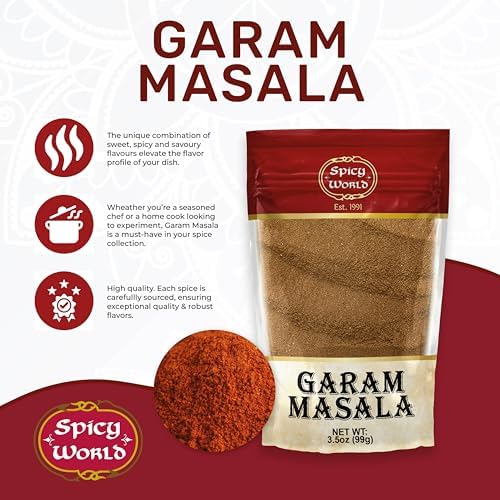 Spicy World Garam Masala Powder 3.5 Oz | Salt Free, Vegan | Indian Origin | Garam Masala Spice Powder