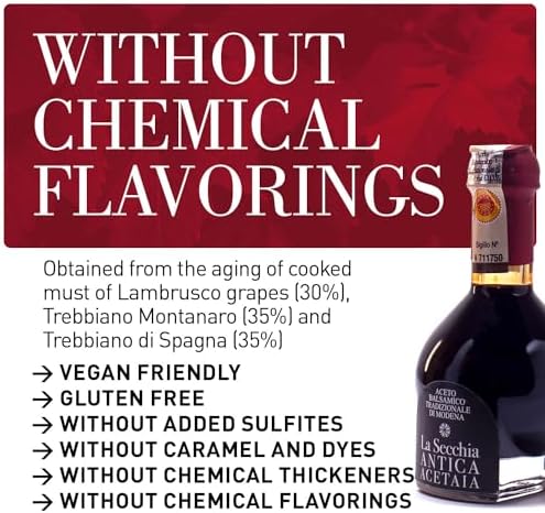 La Secchia - "Affinato", Aged minimum 12 Years, Traditional Aged Balsamic Vinegar of Modena DOP, 100 ml Bottle of Italian Balsamic Vinegar Aged, With Gift Box and Blown Glass Dispenser