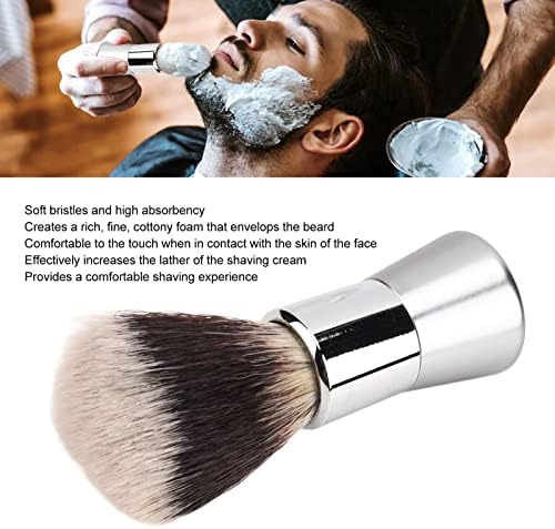 Men Shaving Beard Brush, Multipurpose Nylon Cleansing Foam Brush with Metal Handle, Hand Crafted Shave Brush for Effective Cleaning, Practical Face Grooming Tool for Home Salon Travel