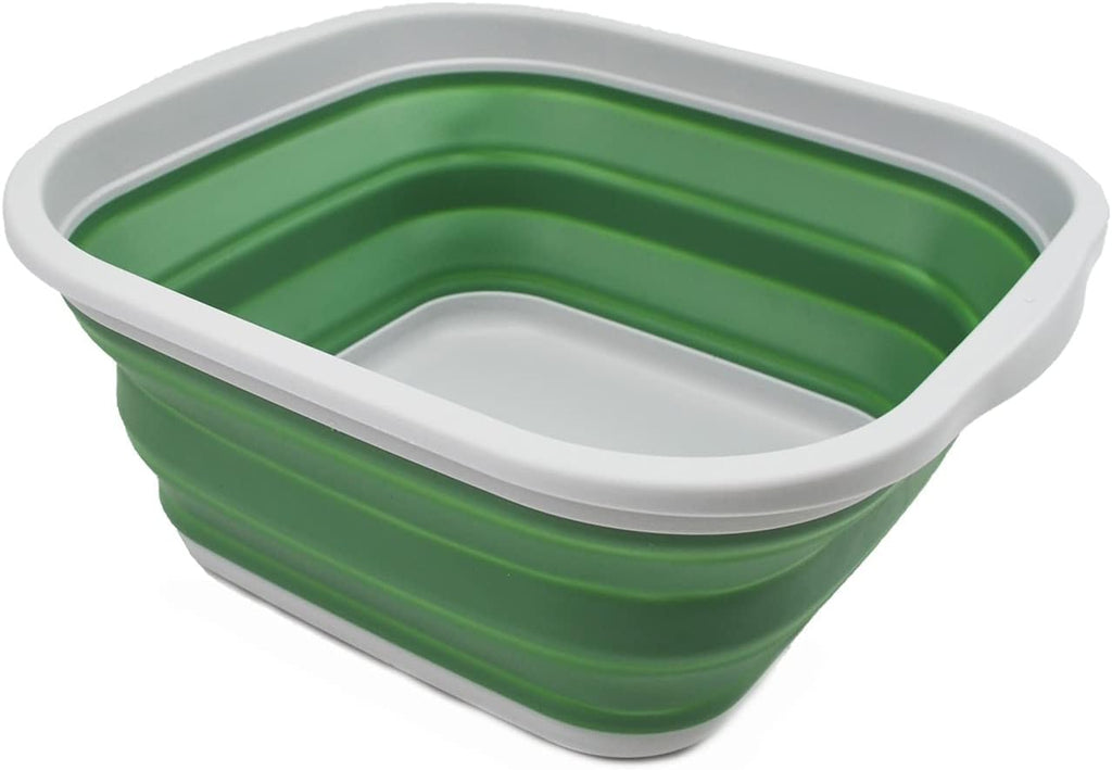 SAMMART 5.5L (1.4 Gallons) Collapsible Tub - Foldable Dish Tub - Portable Washing Basin - Space Saving Plastic Washtub (Grey/Dark Sea Green, 1)