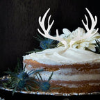 Christmas 5pcs Antlers Happy Birthday Cake Topper Reindeer Antler Acrylic Cake Topper for Xmas Birthday Wedding Party Supplies Sliver Christmas Antlers