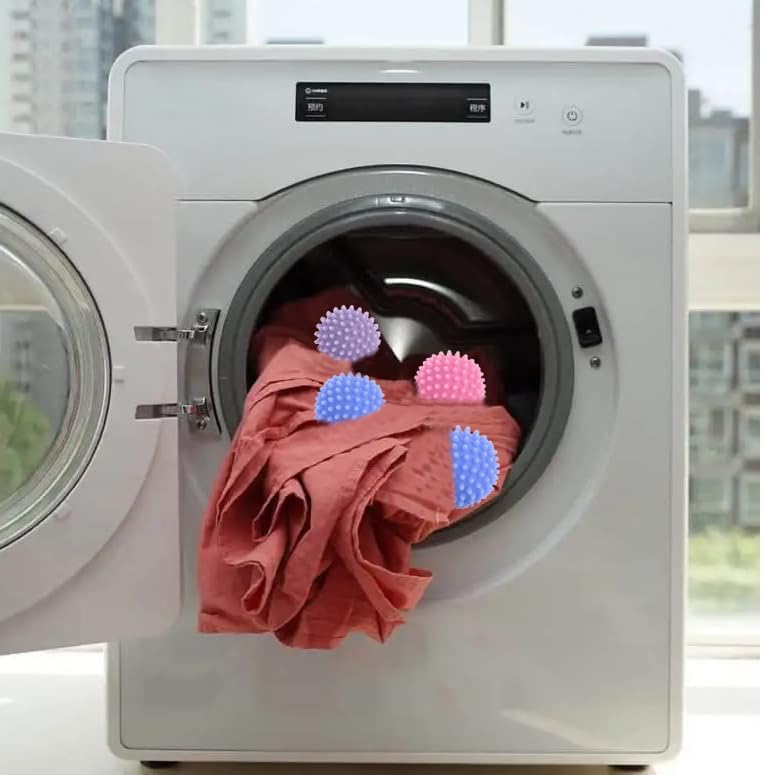 Dryer Balls Laundry Reusable Dryer Balls Anti Static Dryer Drying Balls for Laundry Clothes Fabrics Reduce Wrinkles 2.5 in (Set of 6) (Royal Blue, Light Pink, Purple)
