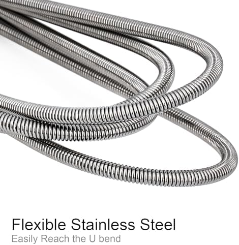 Flexible Long Drain Brush, Double Elastic Ended Nylon Cleaner Hose Tube Pipe Brush 67 inch Stainless Steel and 2 Pcs of 8 inch Straw Cleaning Brush (Blue)