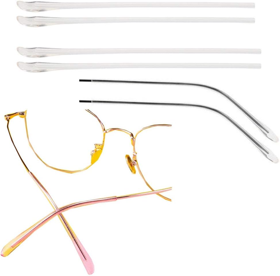 2 Pairs TR Material Eyeglasses Replacement Accessories Ear Anti-Slip Holder Long Temple Tips Ear Pads Tube Eyewear Retainers Replacement Tips for Thin Metal Eyeglass Legs (White)