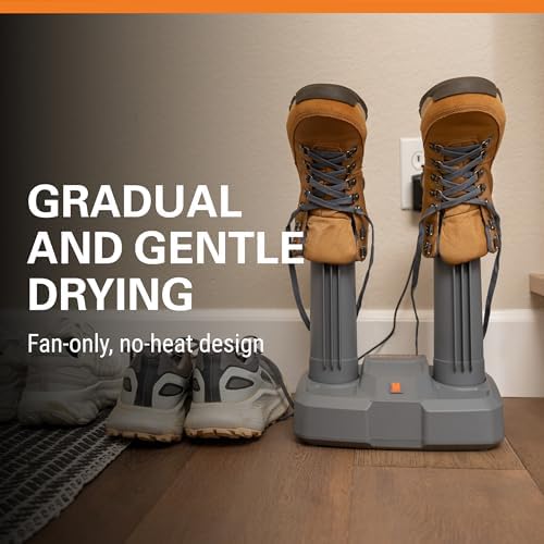 DryGuy Footwear Dryer – No-Heat, Fan-Driven Shoe Dryer for Hiking, Cleats, and Dress Shoes | Gentle Airflow | Compact, Quiet Design with 2 Universal Drying Ports and 6-Foot Power Cord