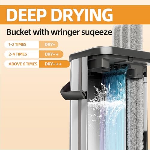 Premium Stainless Steel Microfiber Flat Mop for Floor Cleaning - 360° Pivot Head, Lightweight, Washable Pads - Includes 4 Reusable Absorbent Mop Pads (Silver)