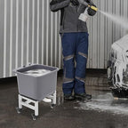 Floor Mop Sink, Freestanding Portable Mop Sink with 4 Wheels and Expandable Drain Hose, One-Touch Drain Mechanism Mops Buckets for Household/Commercial Use/14.17 * 12.6 * 10.24 in