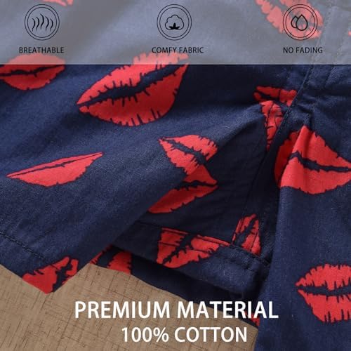 Mens Boxers Premium 100% Cotton Soft Loose Pajama Plaid Sleep Shorts Male Short Leg Funny Boxers Small Medium Large