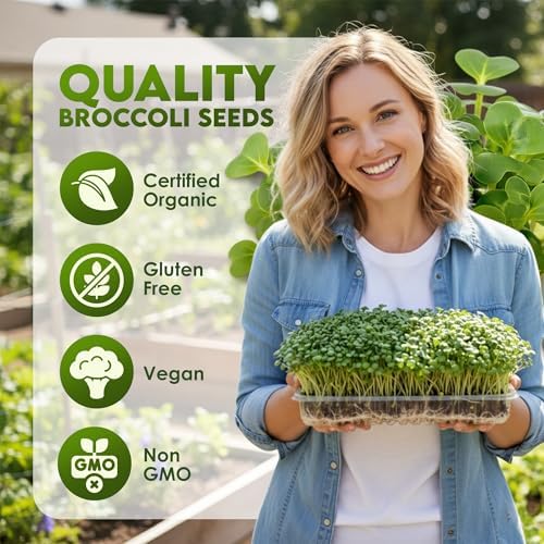 Nature Jim's Organic Broccoli Sprouting Seeds – Non-GMO, Rich in Sulforaphane, Fast-Growing Microgreen Seeds for Indoor/Outdoor Planting– Ideal Organic Sprouting Seed for Nutritious Gardening - 8oz