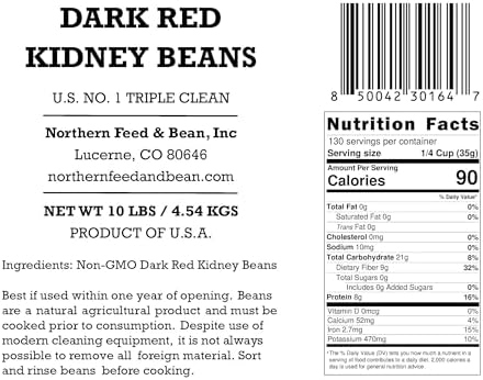 High Plains Dark Red Kidney Beans | 10 Pound Bag | Farm-Fresh | Non-GMO Verified | High Protein & Fiber Source | Dry Beans | Directly Sourced from Local Farmers
