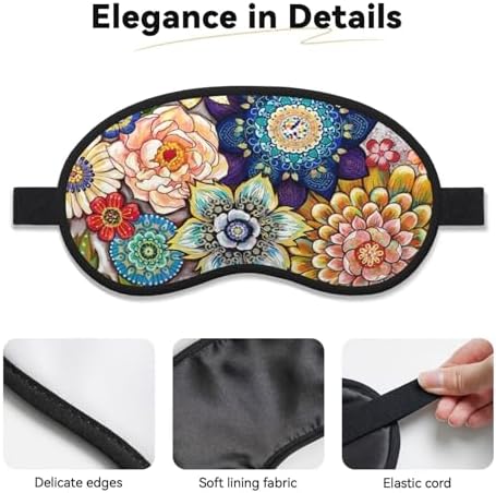 Colorful Boho Bohemian Mandala Flower Sleep Eye Mask, Comfortable Eyeshade for Sleeping, Cover Lightweight Funny Sleeping Blindfold for Men and Women