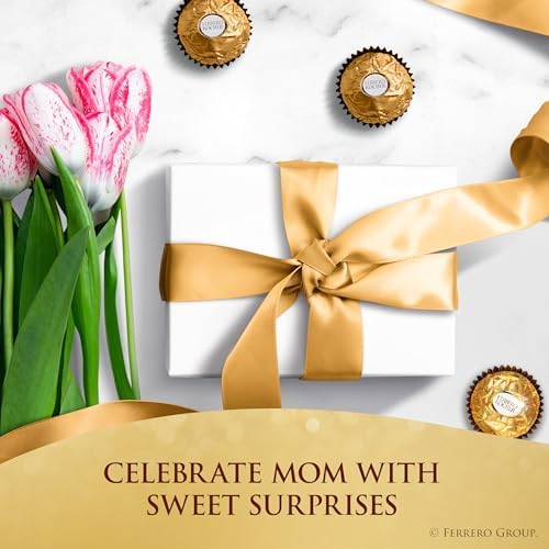Ferrero Rocher Gourmet Hazelnut Milk Chocolate Gift Box, 24 Individually Wrapped Treats, 10.6 oz