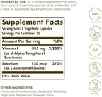 Solgar Dry Vitamin E with Yeast-Free Selenium - 100 Vegetable Capsules - Advanced Antioxidant Support - Non-GMO, Vegan, Gluten Free, Dairy Free, Kosher - 50 Servings