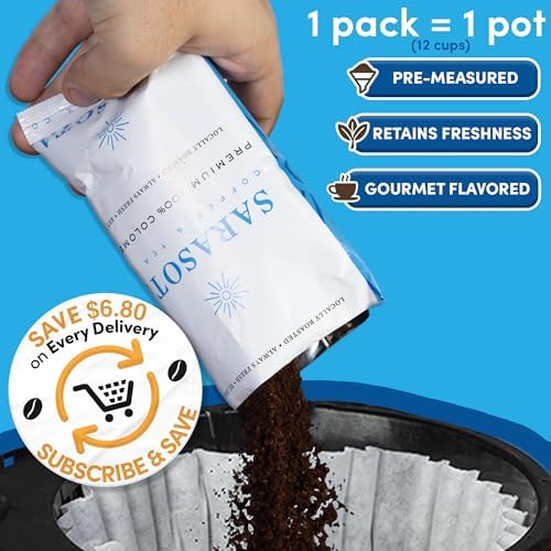 Colombian Coffee Packets – Medium Roast Ground, 1.5oz Bulk Pre-Measured Packs for 12-Cup Drip Brewers, Commercial Single-Pot Fractional Bags | Sarasota Coffee