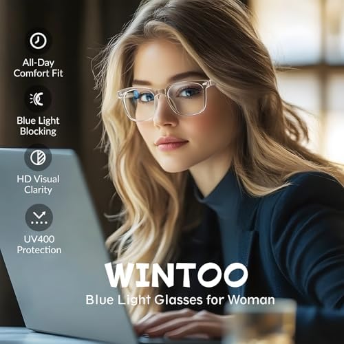 Blue Light Glasses for Woman Men | 99% Blue Light Blocking Glasses for Computer Gaming TV Phone Screen Square Frame | Anti Eyestrain & UV Glare Protection - 2 Pairs