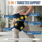 5 in 1 Hip Brace for Women Men Sciatica Pain Relief Devices - Adjustable Groin, Hip Flexor Compression Wrap for Comfortable Thigh, Hamstring & Sciatic Nerve Support, Improved Mobility & Recovery