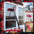 24ft Long Reach Solar Panel Cleaning Brush Kit,Telescopic Water Fed Pole & Squeegee, 2 Dusting Brushes for Window Outdoor Roof Cleaner Kit