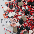 Spooky Halloween Sprinkles - 130g Edible Bloody Eyes, Bones, Tombstones, Skulls & Black/Red Sprinkles for Scary Treats, Cupcakes, Cookies, Graveyard Cake Decorations DIY Party Supplies
