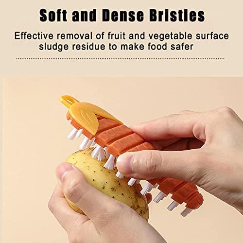 Vegetable Fruit Cleaning Brush,Non Slip Quick Cleaning Without Damaging Vegetable Fruit Peel,Pack of 2,Orange