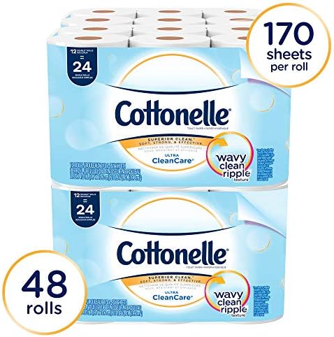 Cottonelle Professional Standard Roll Toilet Paper, Bulk (12456), Ultra CleanCare Bathroom Tissue, Clean Ripple Texture, White (48 Rolls of 170 Sheets, 8,160 Sheet Total)