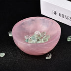 Natural Rose Quartz Crystal Bowl Hand-Carved Round Pink Crystals Gemstone Bowl Reiki Healing Home Decoration Gift 3.5-4"