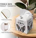 Grace Yonks Cute French Bulldog Tissue Box Cover Square, French Bulldog Dog Cube Case for Facial Tissues, 5.2" PU Leather(028)