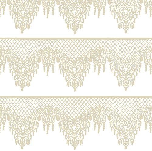 FUNSHOWCASE Large Pre-Made Ready to Use Edible Cake Lace Lattice Diamond Scallop 12-inch 10-Piece Set Ivory White