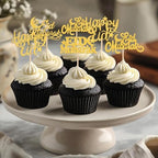24 PCS Eid Mubarak Cupcake Toppers Gold Glitter Moon Star Ramadan Kareem Cupcake Picks Happy Eid Mubarak Cake Decorations for Ramadan Theme Islamic Muslim Party Cake Decorations Supplies