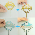 50 PCS Gold Happy Birthday Cake Topper Acrylic Cupcake Topper Pick for Birthday Cake Desserts Decorations (Gold)