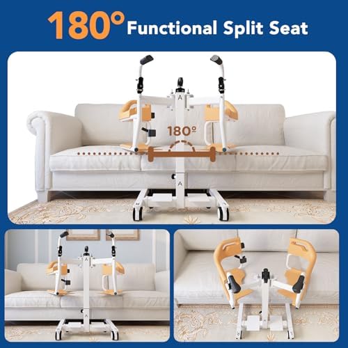 Portable Patient Lift Chair for Home Use, Manual Transfer from Bed to Chair, Wheelchair, Toilet – Adjustable Height, Safe Mobility Aid for Elderly Seniors & Disabled, Easy Assembly