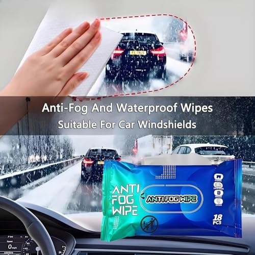 90 Pcs Anti Fog Wipes for Car Windshield & Helmet - Long Lasting Windshield Fog Prevention & Interior Glass Cleaner - Safe for Motorcycle Visor, Ski Goggles, Mirrors - Quick Defog & Clear Vision