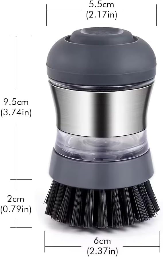 Stainless Steel Kitchen Soap Dispensing Dish Scrubber - Palm Brush for House Cleaning - Durable and Efficient Cleaning Tool (Pack of 1)
