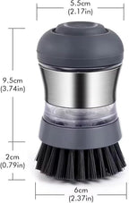 Stainless Steel Kitchen Soap Dispensing Dish Scrubber - Palm Brush for House Cleaning - Durable and Efficient Cleaning Tool (Pack of 1)